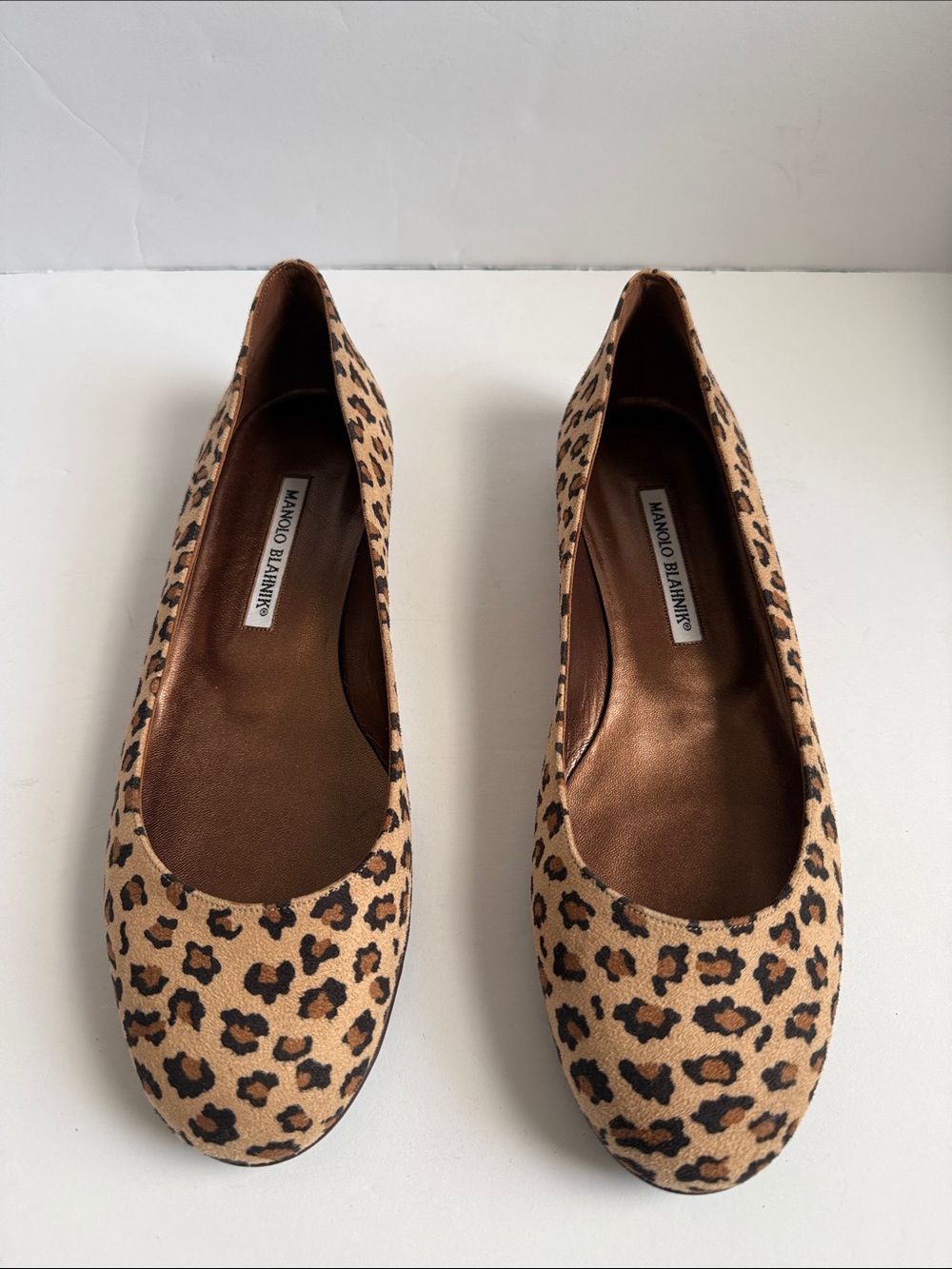 Manolo Blahnik Leopard Print Ballet Flats